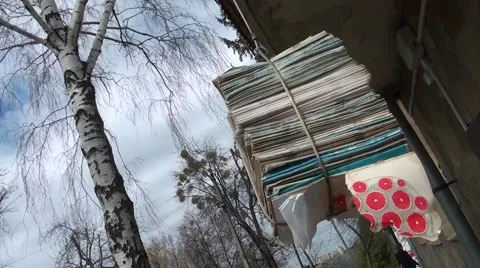 Textbooks on the rope. Stock Footage 49548127