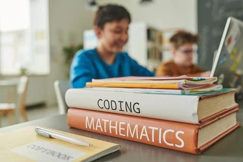 Textbooks on Table in School Stock Photos