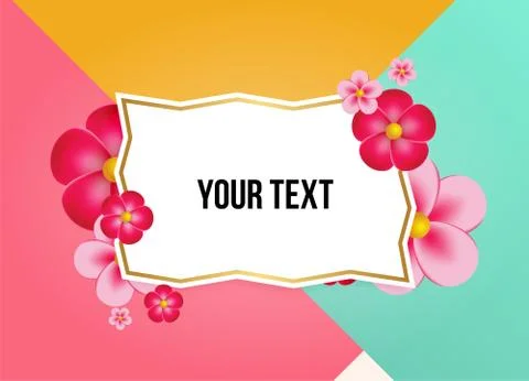 Textbox with beautiful colorful flowers. Vector Illustration Stockillustratie