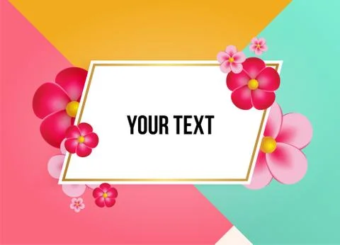 Textbox with beautiful colorful flowers. Vector Illustration Ilustración de archivo