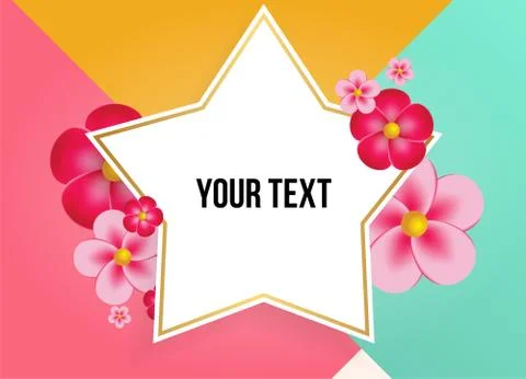 Textbox with beautiful colorful flowers. Vector Illustration Stockillustratie