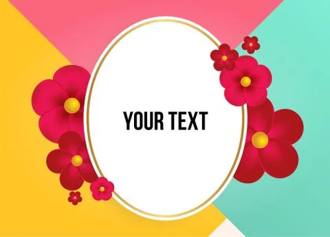 Textbox with beautiful colorful flowers. Vector Illustration Stockillustratie
