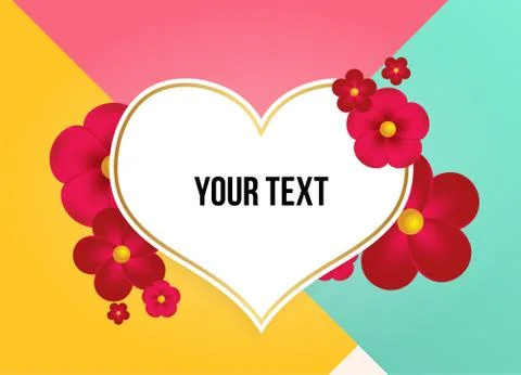 Textbox with beautiful colorful flowers. Vector Illustration 库存插图