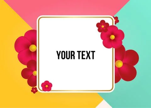 Textbox with beautiful colorful flowers. Vector Illustration 库存插图