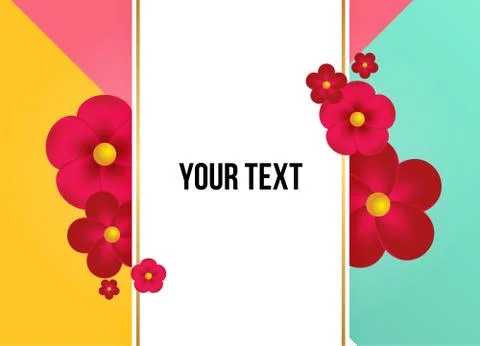 Textbox with beautiful colorful flowers. Vector Illustration Stockillustratie