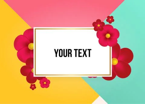 Textbox with beautiful colorful flowers. Vector Illustration 스톡 일러스트