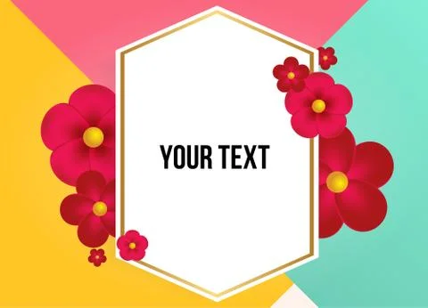 Textbox with beautiful colorful flowers. Vector Illustration Stock Illustration