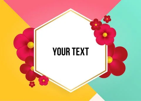 Textbox with beautiful colorful flowers. Vector Illustration Stockillustratie