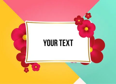 Textbox with beautiful colorful flowers. Vector Illustration Stockillustratie