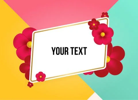 Textbox with beautiful colorful flowers. Vector Illustration イラスト素材