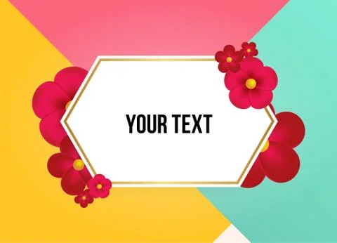 Textbox with beautiful colorful flowers. Vector Illustration Stockillustratie