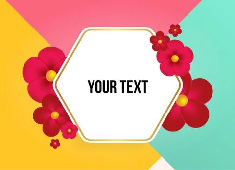 Textbox with beautiful colorful flowers. Vector Illustration 库存插图