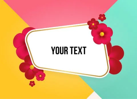 Textbox with beautiful colorful flowers. Vector Illustration 스톡 일러스트