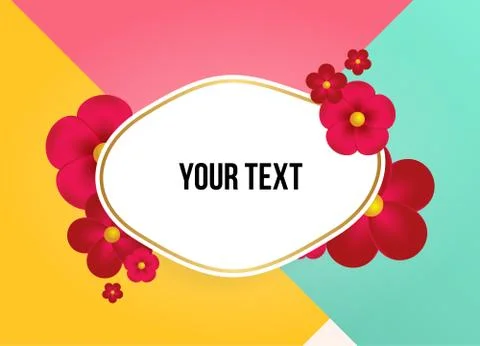 Textbox with beautiful colorful flowers. Vector Illustration 스톡 일러스트