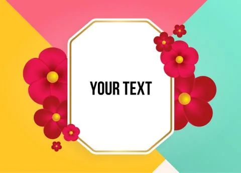 Textbox with beautiful colorful flowers. Vector Illustration Stockillustratie