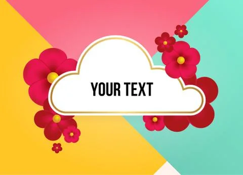 Textbox with beautiful colorful flowers. Vector Illustration Stockillustratie