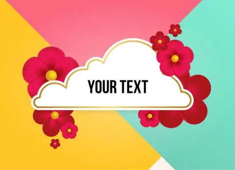 Textbox with beautiful colorful flowers. Vector Illustration 스톡 일러스트