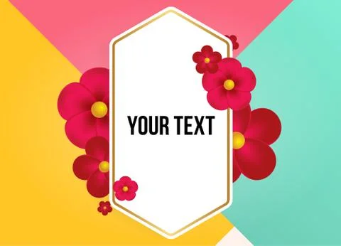 Textbox with beautiful colorful flowers. Vector Illustration Stockillustratie