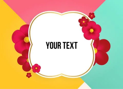 Textbox with beautiful colorful flowers. Vector Illustration Stockillustratie