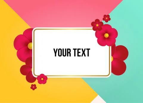 Textbox with beautiful colorful flowers. Vector Illustration Stockillustratie