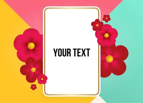 Textbox with beautiful colorful flowers. Vector Illustration 스톡 일러스트