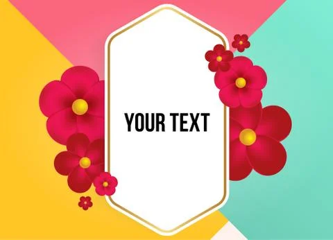 Textbox with beautiful colorful flowers. Vector Illustration Illustrazione stock