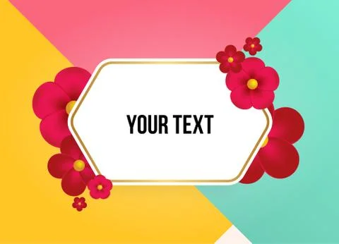 Textbox with beautiful colorful flowers. Vector Illustration 스톡 일러스트