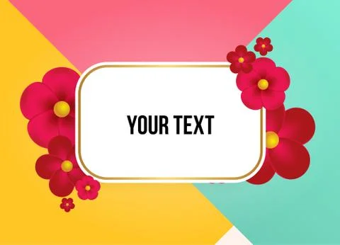 Textbox with beautiful colorful flowers. Vector Illustration Stockillustratie
