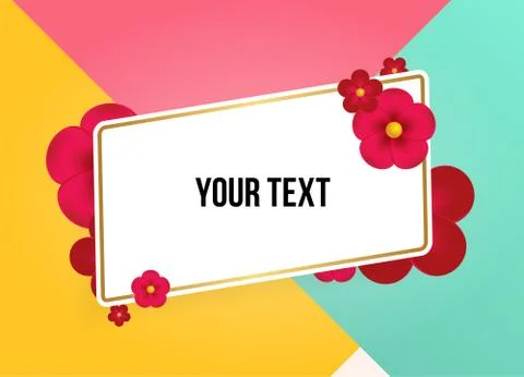 Textbox with beautiful colorful flowers. Vector Illustration Stock Illustration