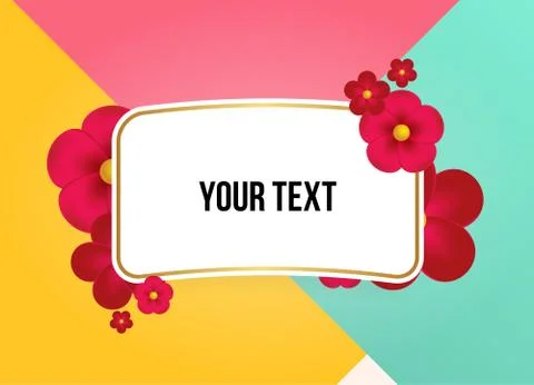 Textbox with beautiful colorful flowers. Vector Illustration Stockillustratie