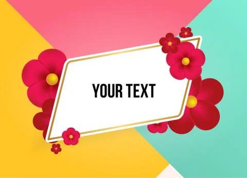 Textbox with beautiful colorful flowers. Vector Illustration Stockillustratie