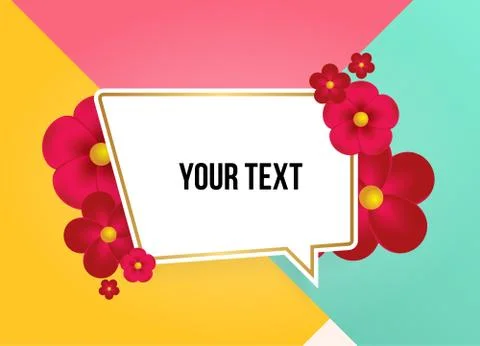 Textbox with beautiful colorful flowers. Vector Illustration Illustrazione stock