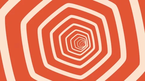 Textile art with hypnotic spiral pattern on orange background Stock Footage 270246385