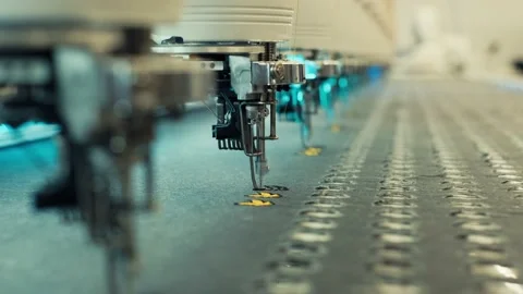 Textile. The automatic embroidery machine is working at high speed. Stock Footage 210117570