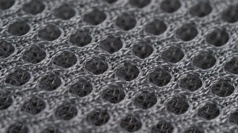 Textile background - gray polyester synthetic mesh fabric. Macro shoot Video stock 125949443