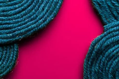 Textile background. Patterns of colored wool thread on a colored background.. Foto stock