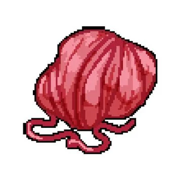 Textile ball yarn pixel art vector illustration Stock Illustration