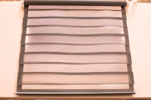 Textile blinds, roller blinds. Nice interior and decoration of the room. Sun  Stock Photos