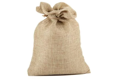 Textile - burlap sack isolated on white background with empty space Stock Photos
