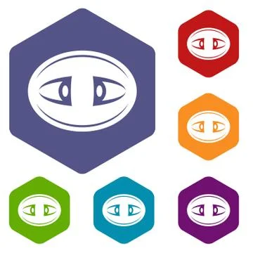 Textile button icons vector hexahedron Stock Illustration