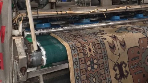 Textile carpet cleaning in an industrial machine Stock Footage 337876355