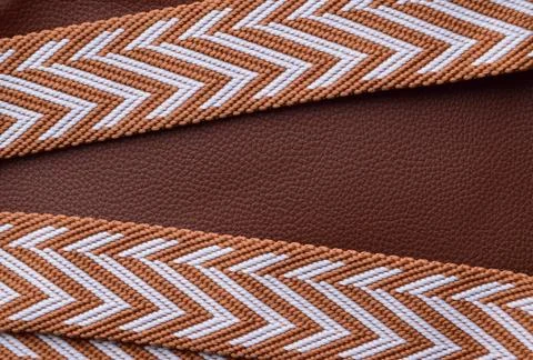 Textile components of a leather bag Stock Photos