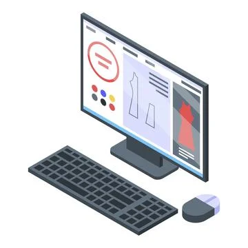 Textile computer modeling icon, isometric style Stock Illustration