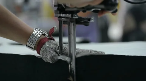 Textile cuting saw - closeup Stock Footage 43198600