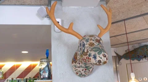 Textile deer head on the wall Vídeos de archivo 68369496