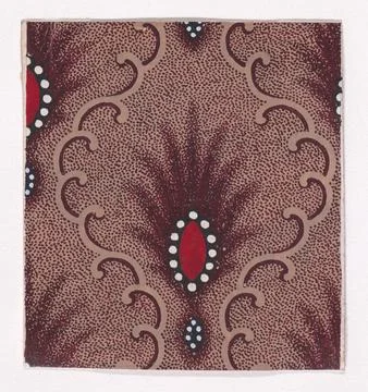 Textile Design with Alternating Rows of Palmettes Decorated with Lens Shape.. 스톡 사진