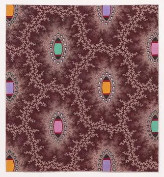 Textile Design with Alternating Vertical Rows of Shuttle Shapes and Pearls .. Stock Photos