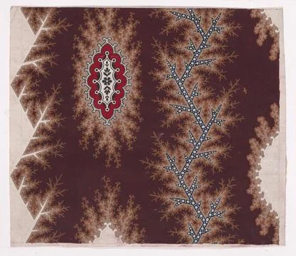 Textile Design with Alternating Vertical Strips of Stiff Branches and Roset.. 写真素材