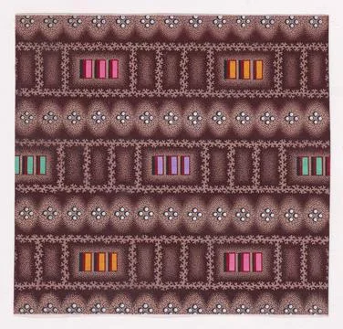 Textile Design with Horizontal Rows of Groups of Three Rectangles Framed by.. Stock Photos