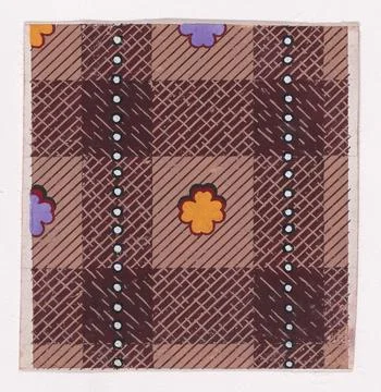 Textile Design with a Tartan Pattern Decorated with Stylized Clovers and Ve.. 스톡 사진